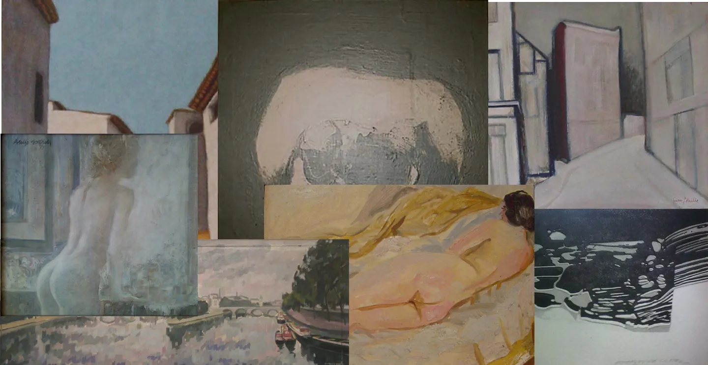 fondo del titulo: collage de pinturas